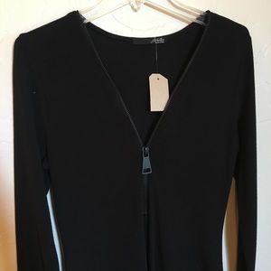 Black zip up midi dress